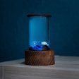 Bedroom Night Light Blue Ocean Shell Wood Epoxy Lamp Stand