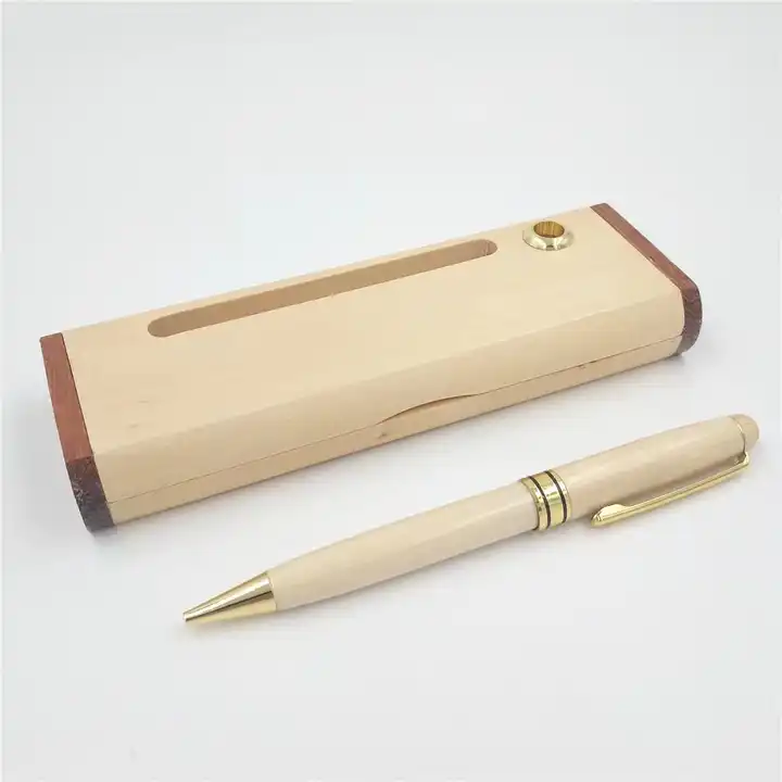 Wood Pen Case with Stand Holder Luxury Custom Engraved Logo Wood