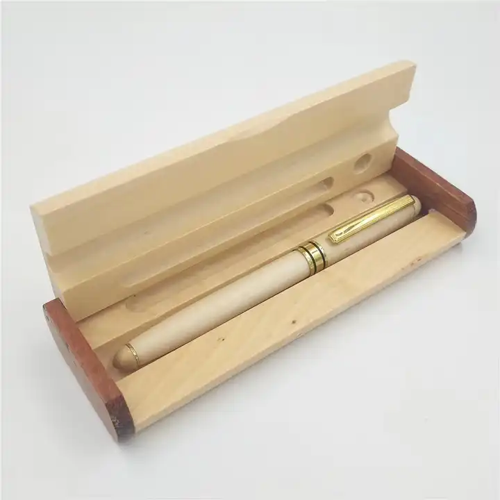 Wood Pen Case with Stand Holder Luxury Custom Engraved Logo Wood