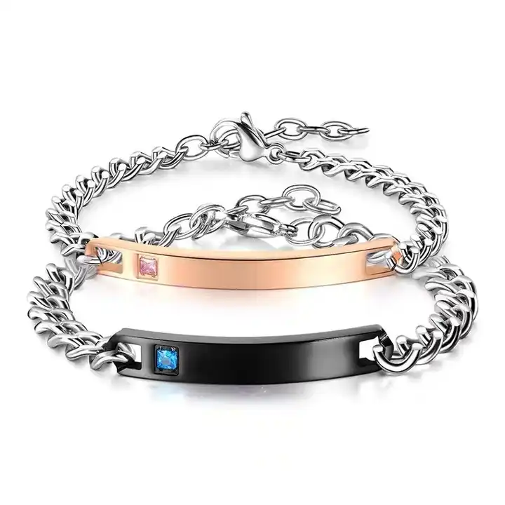 2023 Daily Wear Simple Couple Bracelet Lettered Titanium Steel Color-proof Bracelets 20PC