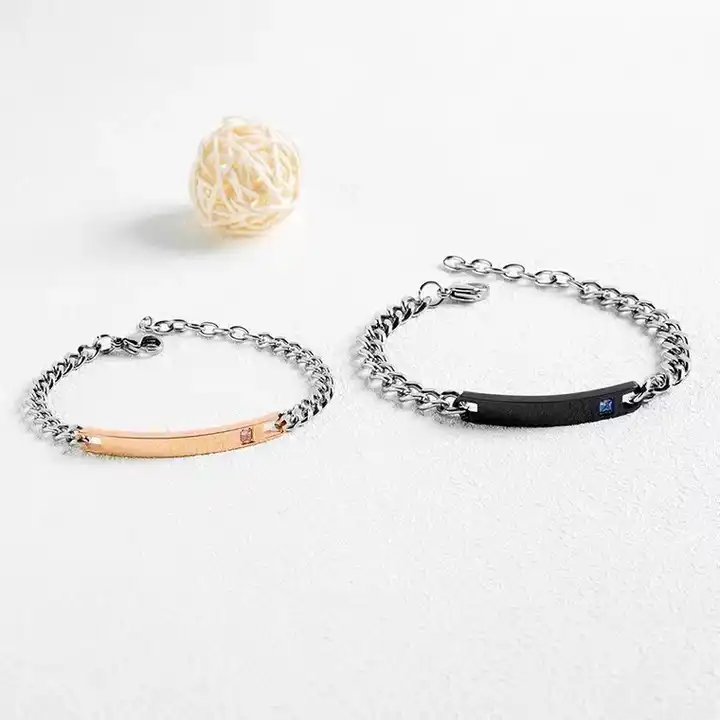 2023 Daily Wear Simple Couple Bracelet Lettered Titanium Steel Color-proof Bracelets 20PC