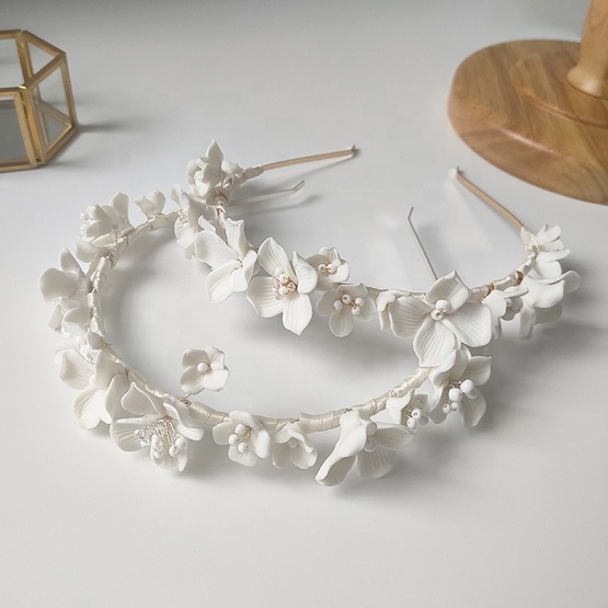 50Pcs Porcelain Flower Wedding Bridal Tiara Hairband