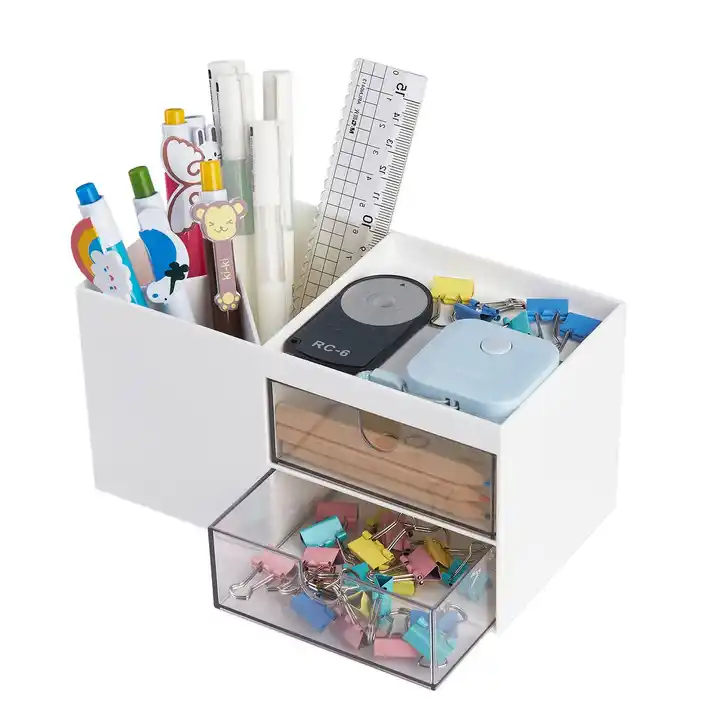 Office Desk Organizer with drawer Office Supplies And Desk Accessories Business Card Pen Stationery Holder Storage Box 100pc