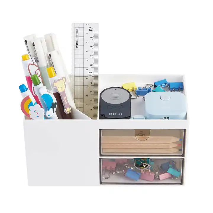 Office Desk Organizer with drawer Office Supplies And Desk Accessories Business Card Pen Stationery Holder Storage Box 100pc
