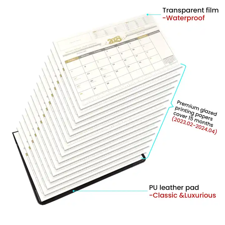 Custom Desk Calendar 2024 Use For Large Mouse Mat Pad PU Protective Cover And PVC Visible Membrane For Office Planner 100pc