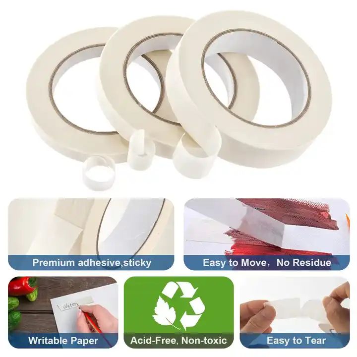 White Masking Tape General Purpose Beige White Painters Tape for Home Office School Stationery DIY Arts Crafts Labeling 100pc