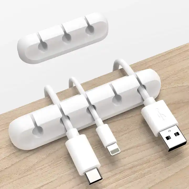 White Cable Clips Cord Desk Organizer Cable Management Organizers USB Cable Holder For Desk Car Home and Office 100pc